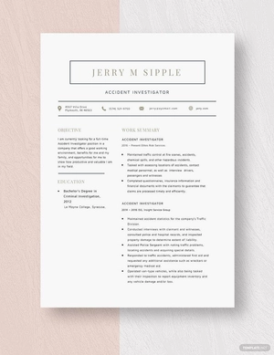 Accident Investigator Resume