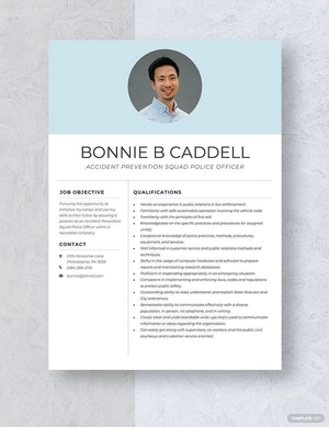 Accident Prevention Squad Police Officer Resume
