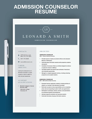 Admission Counselor Resume