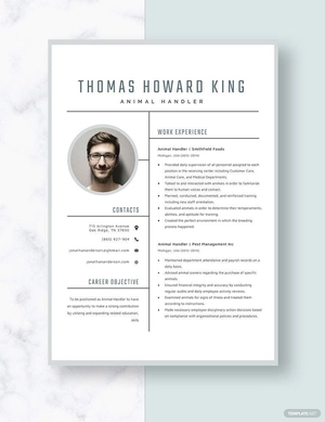 Animal Handler Resume