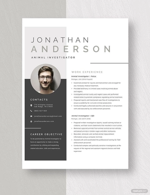 Animal Investigator Resume