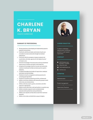 Aquatic Supervisor Resume
