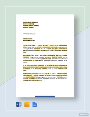 Press Release Company Has Reached a Milestone Template