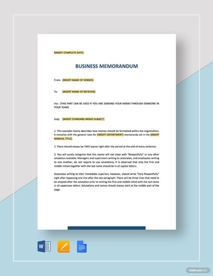 Business Memorandum Template Business Memorandum Template