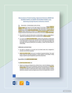 Memorandum of Understanding Format for Business Template