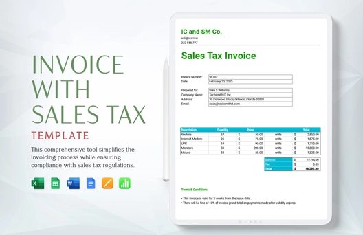 Invoice with Sales Tax Template