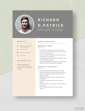 Aptitude Trainer Resume