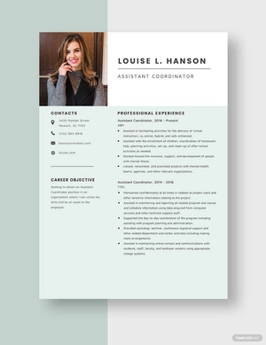 Assistant Coordinator Resume