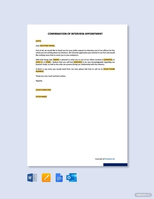 Confirmation of Interview Appointment Template