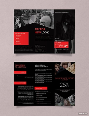 Barbershop A3 Tri-Fold Brochure Template