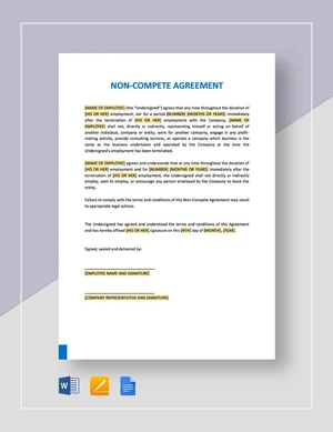 Sample Non Compete Agreement Template