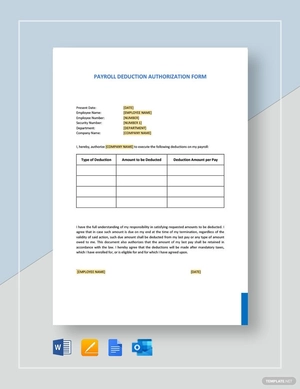 Payroll Deduction Authorization Form Template