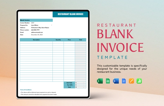 Restaurant Blank Invoice Template