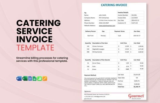 Catering Service Invoice Template