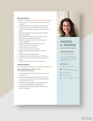 Asset Protection Manager Resume