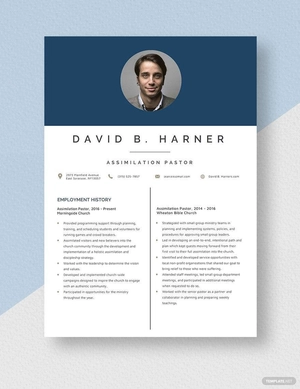 Assimilation Pastor Resume