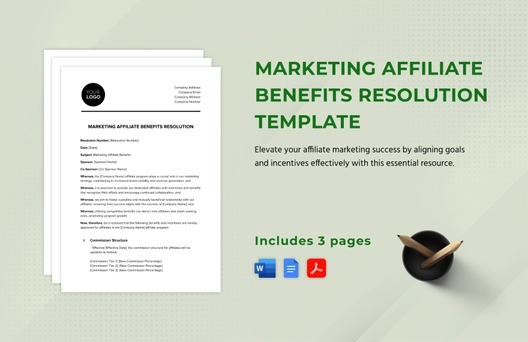 Marketing Affiliate Benefits Resolution Template