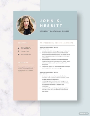Assistant Compliance Officer Resume