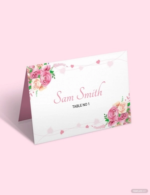Alabaster Floral Wedding Place Card Template