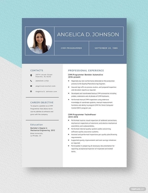 CMM Programmer Resume