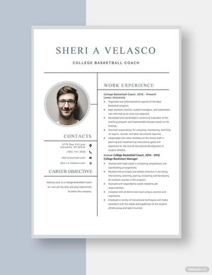 College Basketball Coach Resume