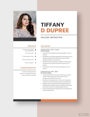 College Instructor Resume