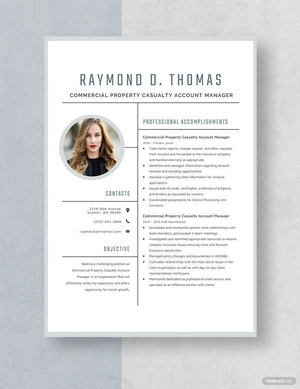 Commercial Property Casualty Account Manager Resume