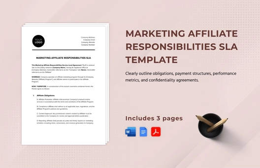 Marketing Affiliate Responsibilities SLA Template Marketing Affiliate Responsibilities SLA Template