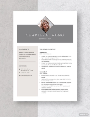 Commis Chef Resume