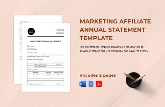 Marketing Affiliate Annual Statement Template