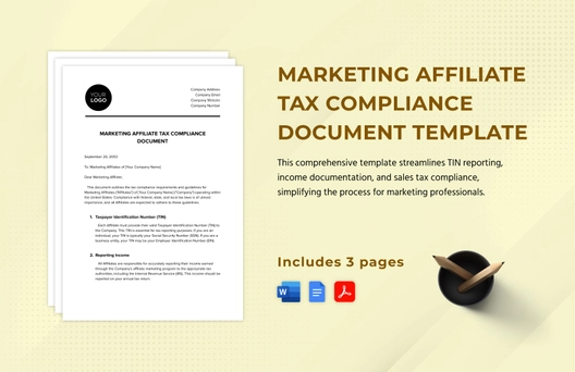 Marketing Affiliate Tax Compliance Document Template