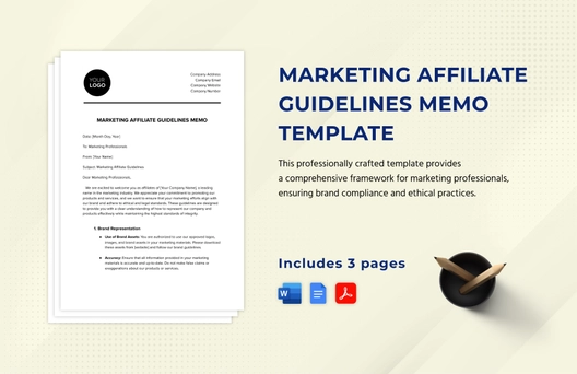 Marketing Affiliate Guidelines Memo Template