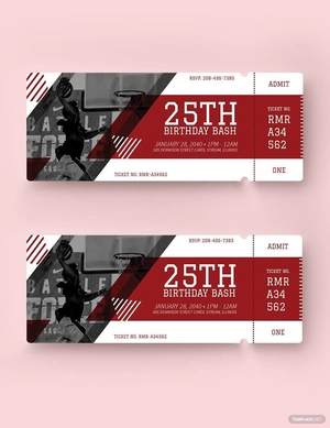 Basketball Birthday Ticket Template