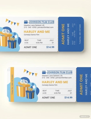 Birthday Movie Ticket Template