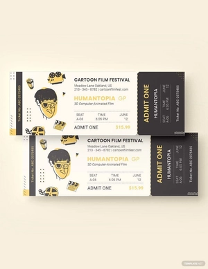 Cartoon Movie Ticket Template