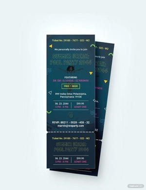 Pool Party Ticket Invitation Template