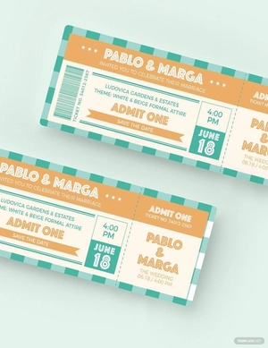 Retro Wedding Ticket Template