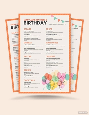 Birthday Poster Menu Template