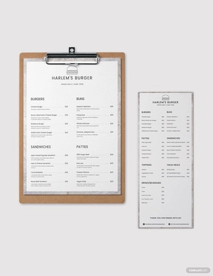Blank Burger Menu Template