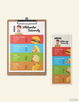 Canteen Cafeteria School Menu Template