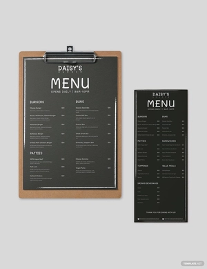 Chalk Board Burger Menu Template