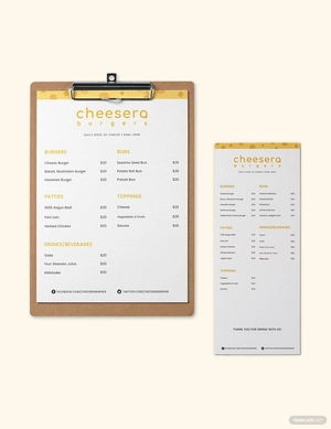 Cheese Burger Menu Template