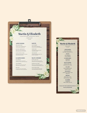 Country Wedding Menu Template