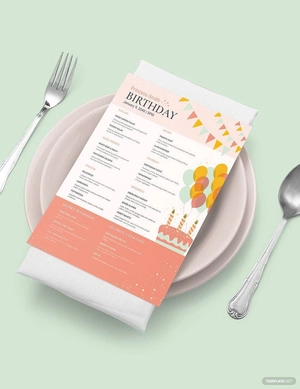 Downloadable Birthday Menu Template