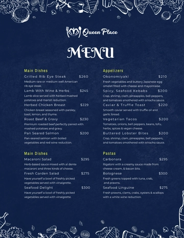 Free Downloadable Dinner Menu Template to Edit Online
