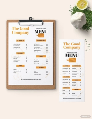 Editable Sandwich Sub Menu Template