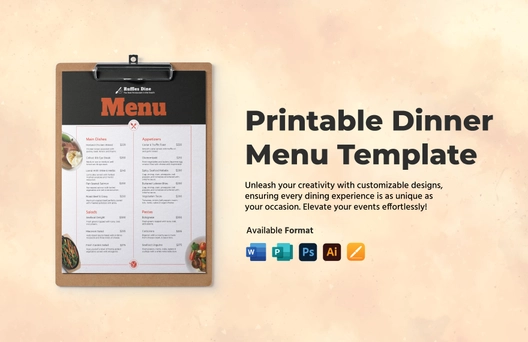 Printable Dinner Menu Template