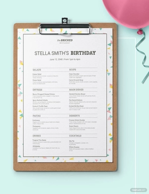 Restaurant Birthday Menu Template