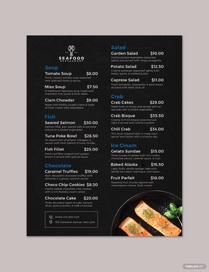 Seafood Flyer Menu Template