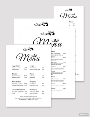 Simple Dinner Menu Template